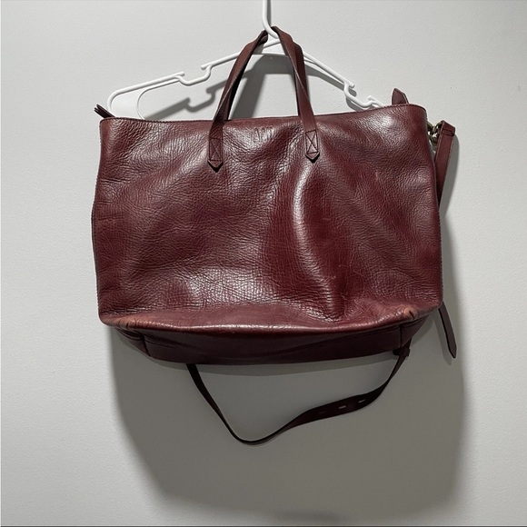 Madewell Brown Leather Top Handle Zipper Closure Satchel Shoulder Crossbody Bag - Picture 16 of 16